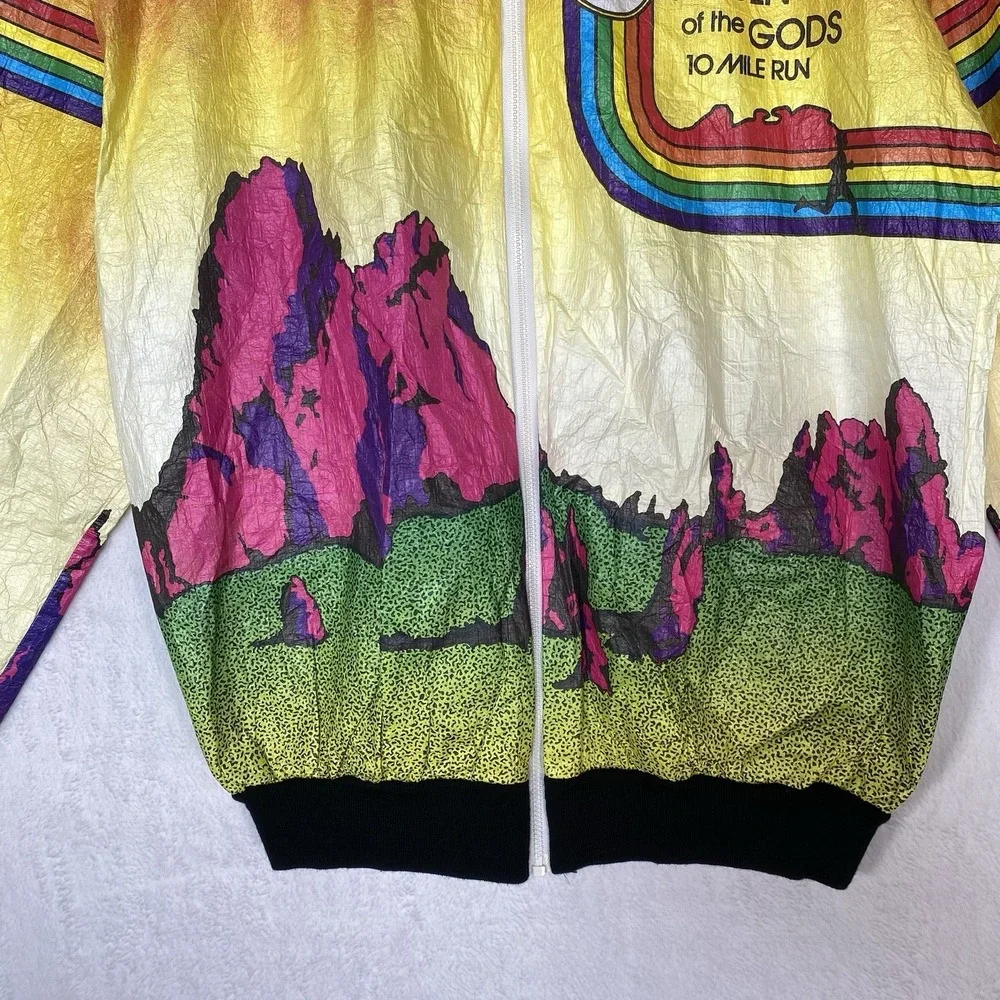 Vtg‎ 1989 Garden of the Gods 10 Mile Run Tyvek Jacket M 80s Neon Retro Running M
